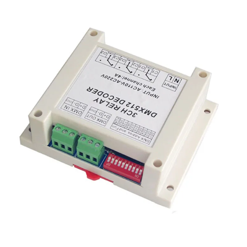 Релейный контроллер 3CH dmx512 релейный выход DMX512 трехканальный * 4A пластиковый