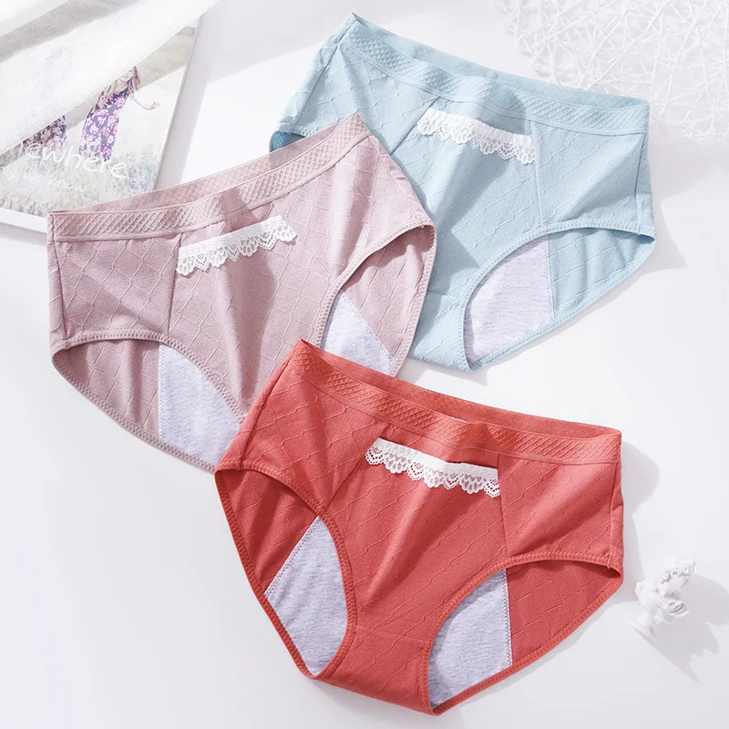 

New Women's Cotton Briefs Mid Waist Absorbent Menstrual Panties Solid Underwear Female Panties for Periods Intimates Accessories