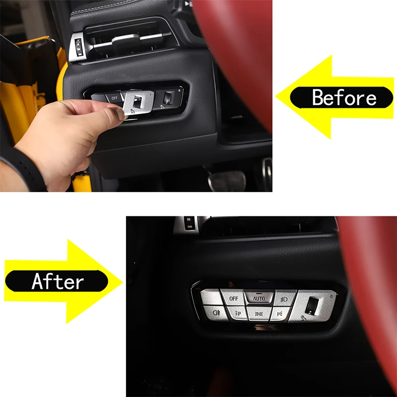 8 шт. наклейки на кнопки автомобильных фар из нержавеющей стали для Toyota GR Supra A90