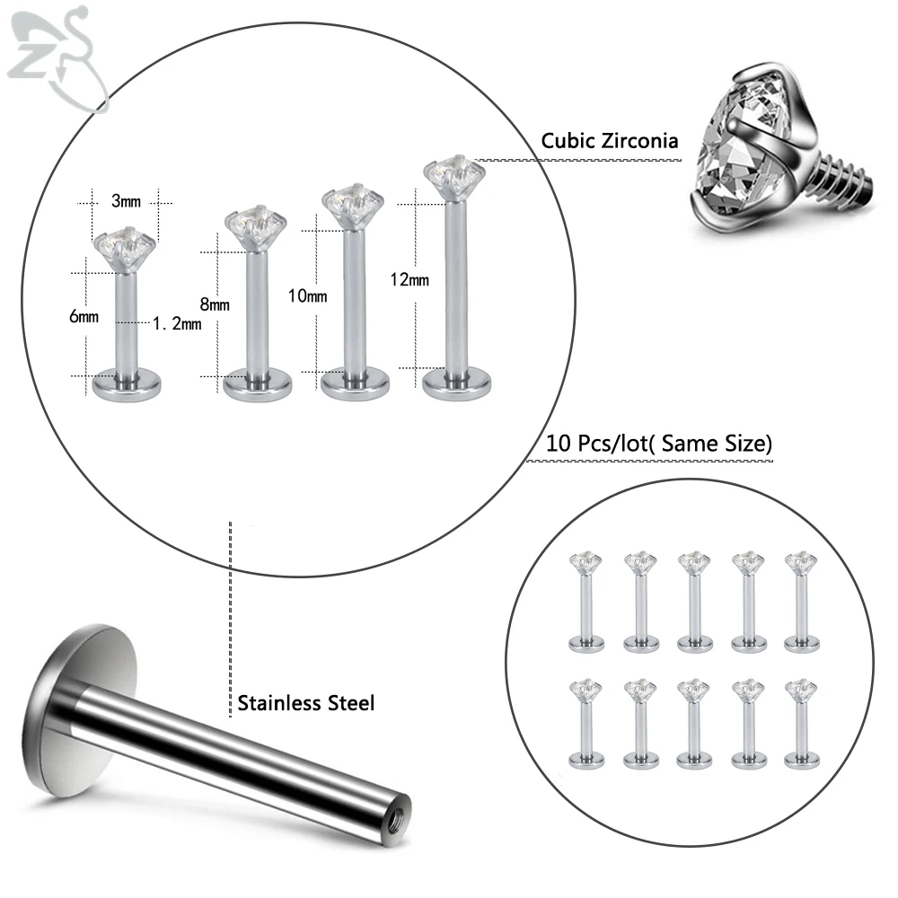 Набор для пирсинга губ ZS из нержавеющей стали комплект ювелирных изделий прокола
