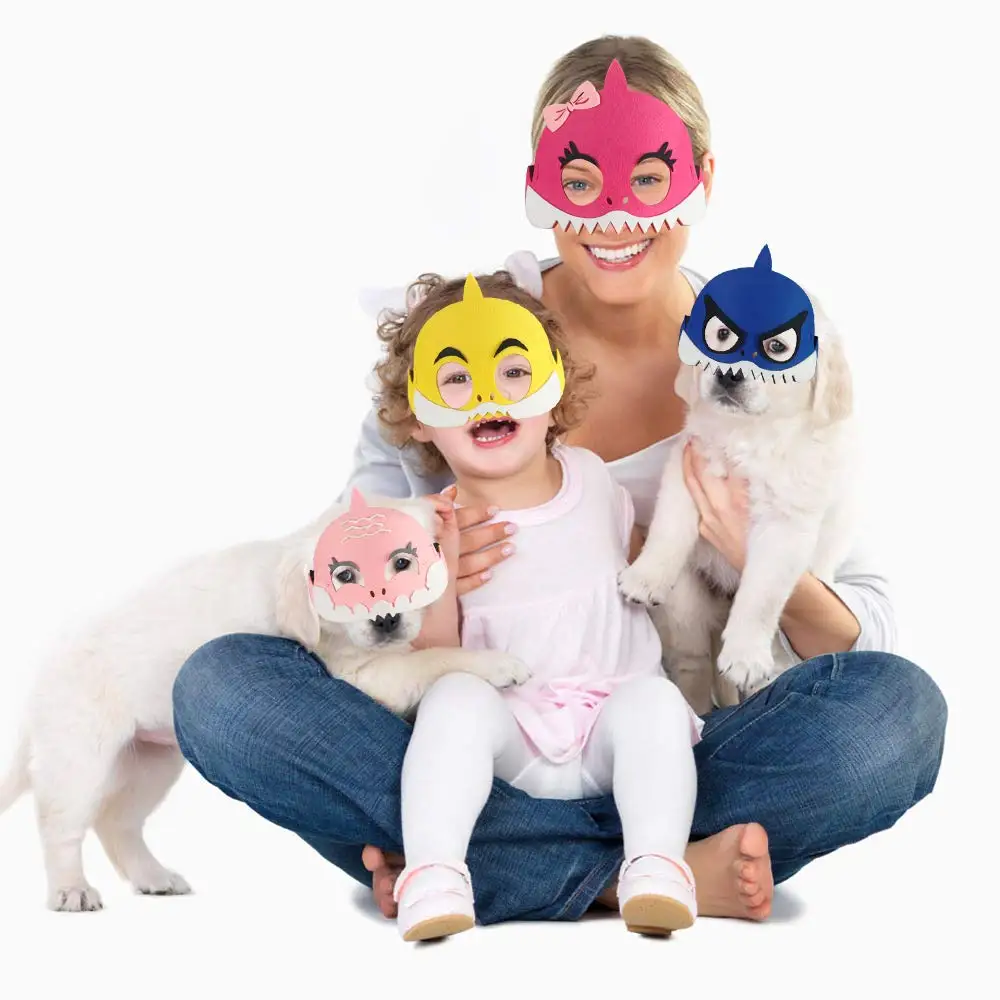 Набор из 10 масок с акулой/маска с акулой, Детская войлочная маска с акулой, полумаска, подходит для мальчиков и девочек, подарки на день рождения