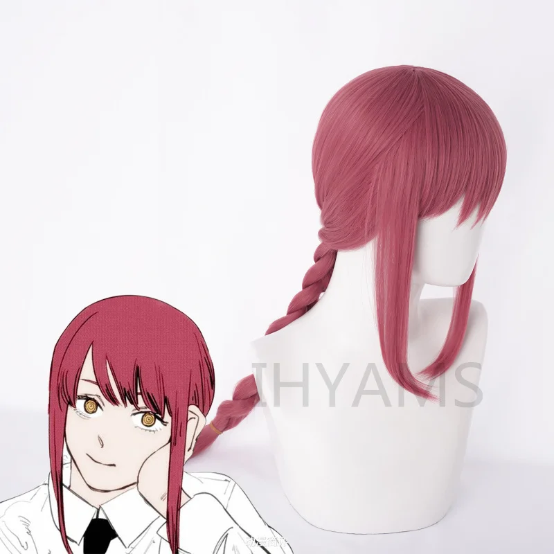 Парики для косплея бензопилы Man Makima плетеные волосы Длинный розовый красный