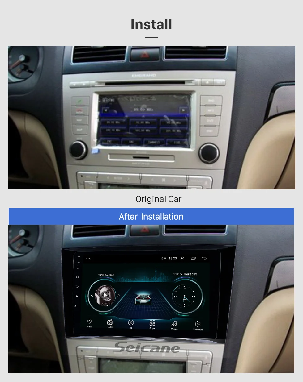 Seicane автомобиля радио gps-навигатор 9 дюймов Android 8,1 для Geely Emgrand EC8 2009-2011 2012 2013 с поддержкой Bluetooth Carplay