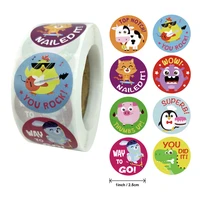2 5cm cute cartoon animal reward sticker 500pcsroll student encouragement label for children stationery stickers