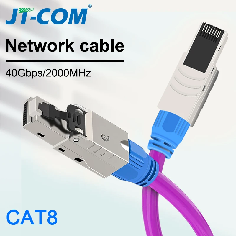 

JT-COM Cat8 Ethernet Patch High Speed Cable S/FTP Screened Solid CAT8 Cable 22AWG 2000Mhz (2Ghz) Router/GamingOMAY