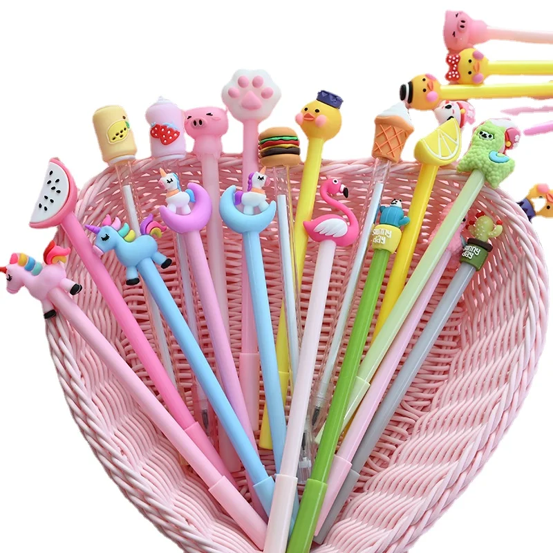 

Many cartoon soft glue modelling neuter pens cute school supplies learning stationery promotional gifts 30-100/ a lot of pens