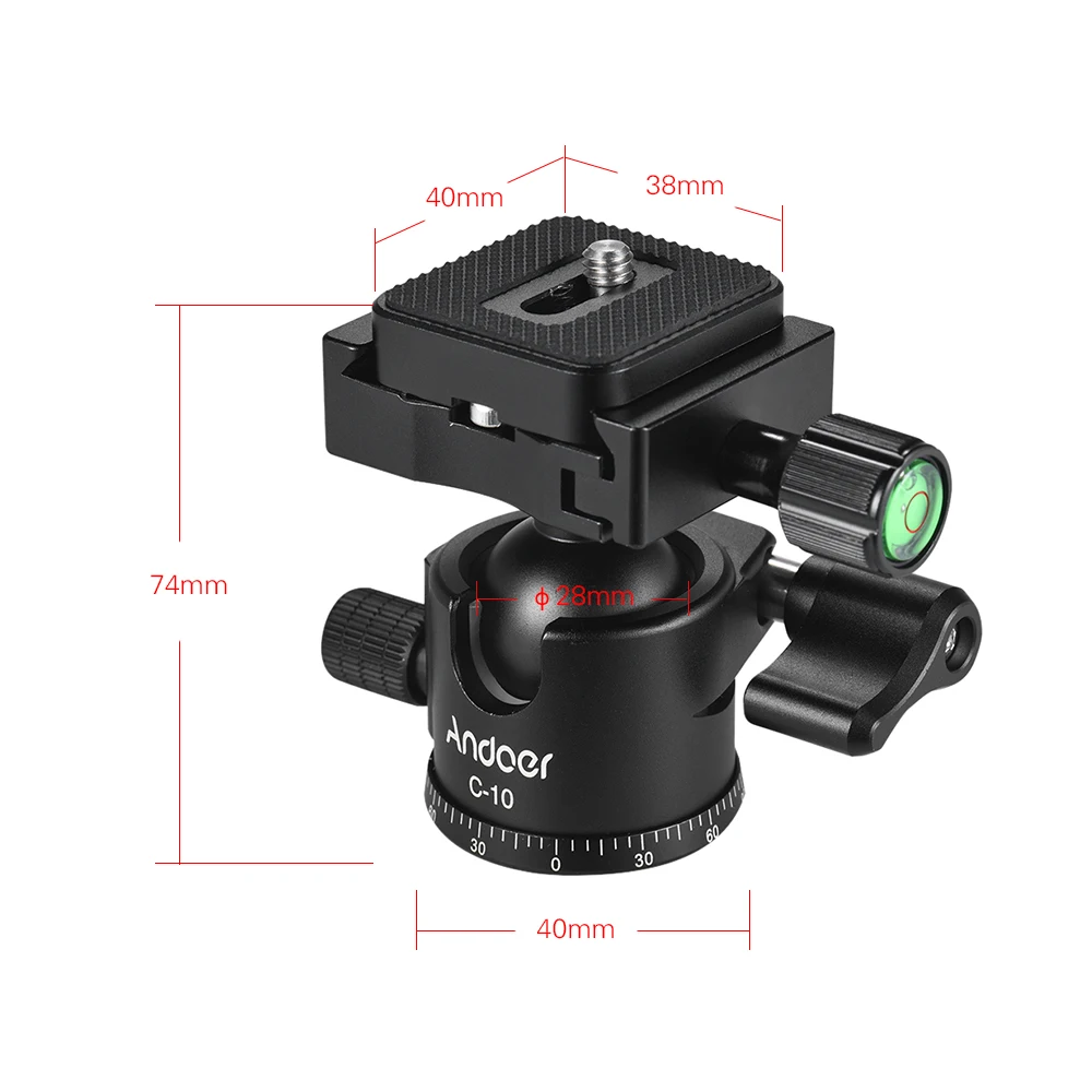 Штатив Andoer для фотоаппарата из алюминиевого сплава с шаровой головкой Canon Nikon Sony