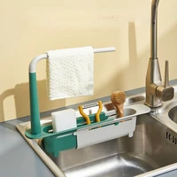 telescopic sink shelf kitchen sinks organizer soap towel sponge holder drain rack storage basket gadgets accessories
