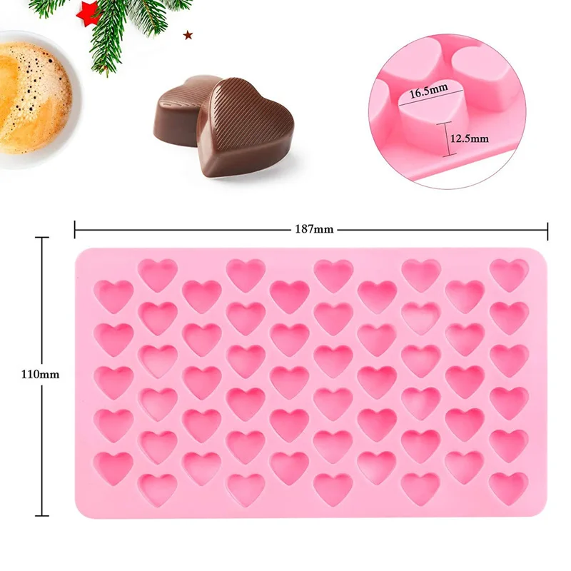 

3D Mini Heart-shaped Mold Silicone Ice Cube Tray DIY Chocolate Fondant Mould Pastry Jelly Cookies Decoration Kitchen Baking Tool
