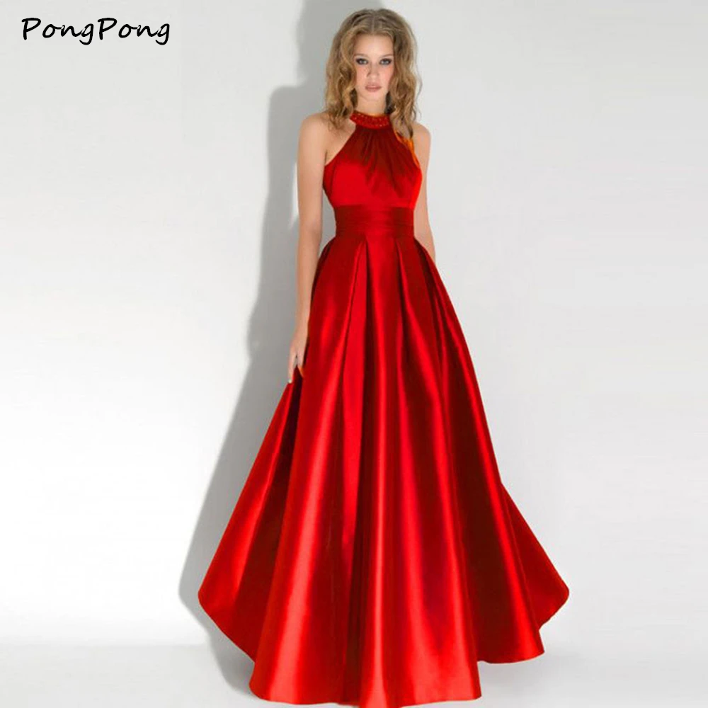 

Женское вечернее платье с открытой спиной, красное винное платье-трапеция с лямкой на шее и бусинами, элегантное платье для выпускного вече...