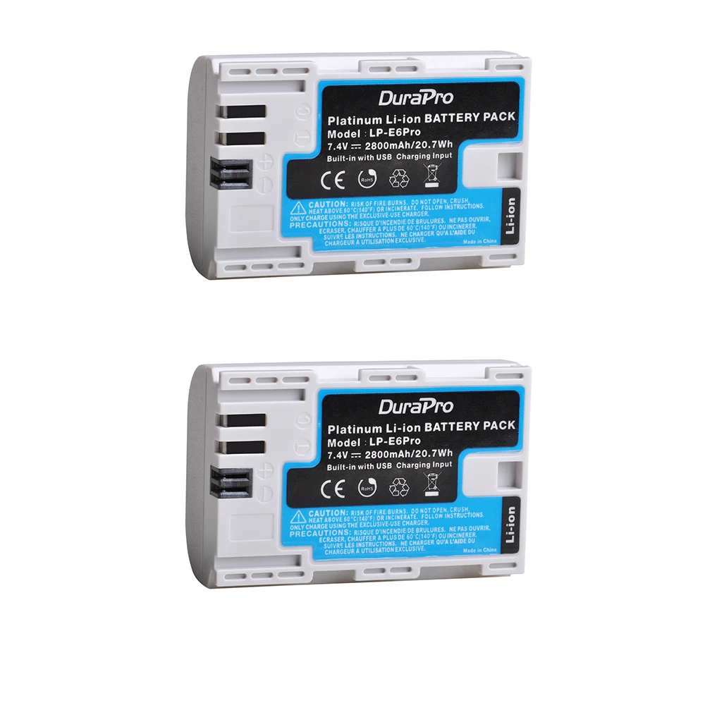 2 Battery 2800 мАч LP-E6 LP-E6N Аккумулятор для камеры с usb-портом для Canon EOS 5DS 5D Mark II Mark III 6D 7D 60D 60Da 70D 80D - Цвет: 2 Battery
