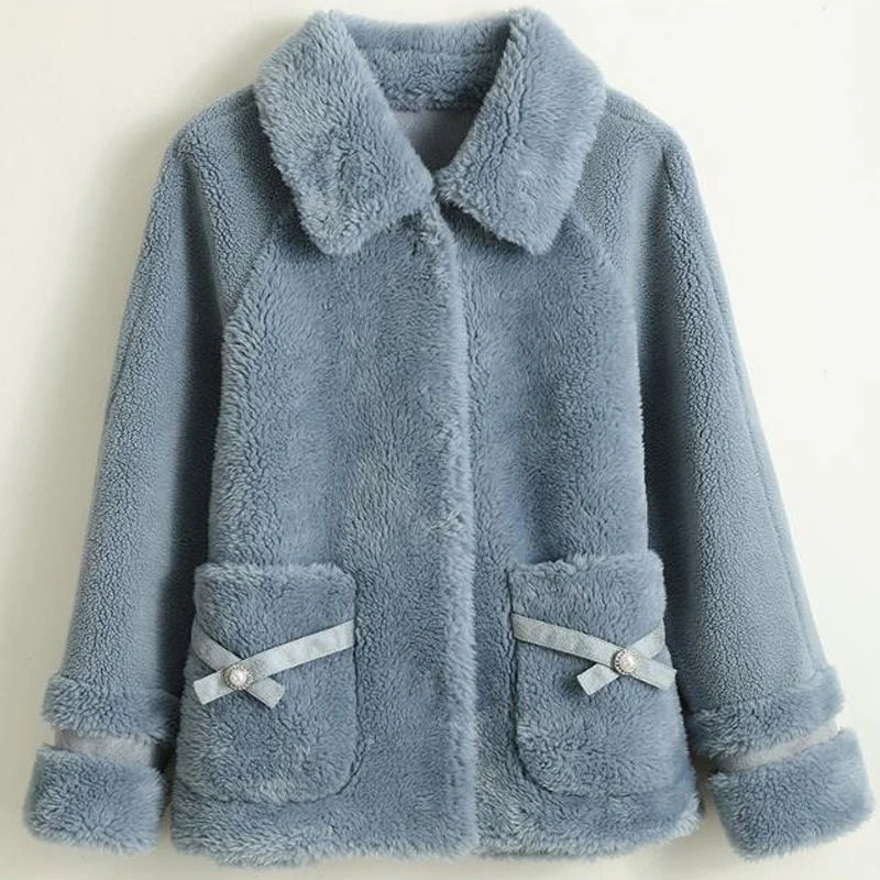 Women Autumn Winter Coat Clothes 2020 Real Fur Coat Female Wool Jacket Korean Sheep Shearling Short Tops Manteau Femme ZT4341