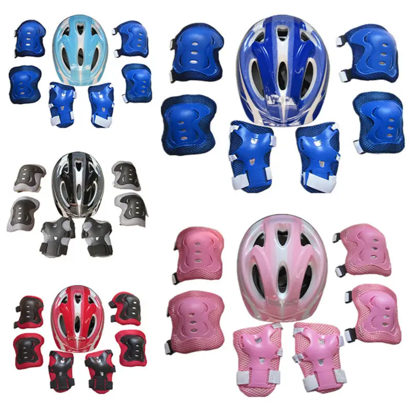 7 шт./компл. Детский защитный шлем для мальчиков и девочек комплекты наколенников