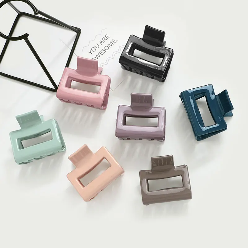 

Glossy Square Hairpins Glossy Hair Claws DIY Hair Styling Tool Ponytail Hair Accessories Acrylic Geometric Solid Color Barrette