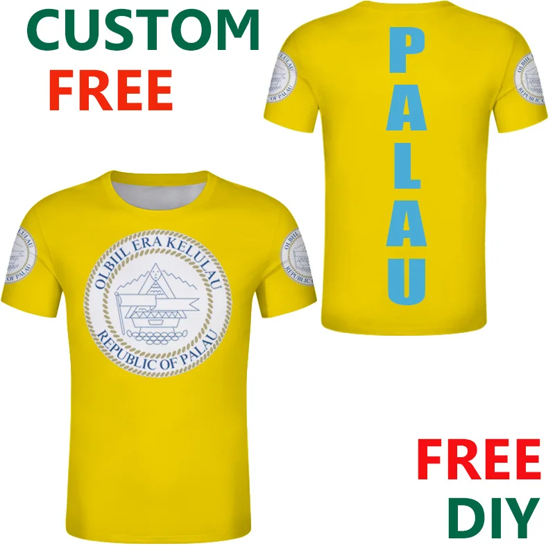 

Palau t shirt Summer Custom Men's yeallow t shirts free Customize name and magic number on American Jersey USA island clothing