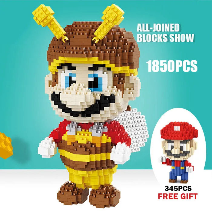 1850pcs Mario GIFT 2497 шт Супер Марио Луиджи мини алмазные Строительные блоки DIY кирпичные игрушки для детей развивающие игрушки для детей рождественские подарки - Цвет: 1850pcs Mario GIFT