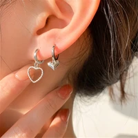 s925 sterling silver ladies earrings fashion asymmetry love earrings pendant temperament ear buckle lightweight women exclusive