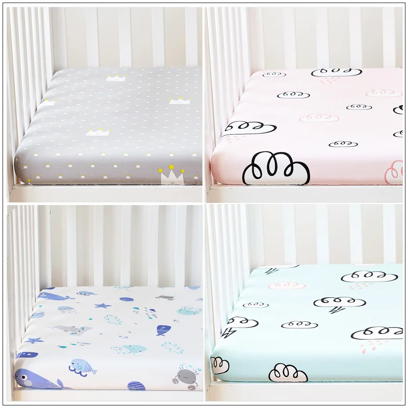 40x28 inch Newborn Baby Fitted Crib Sheets Cartoon Print Bed Sheet Baby Bed Mattress Covers for Unisex Baby Boys Girls