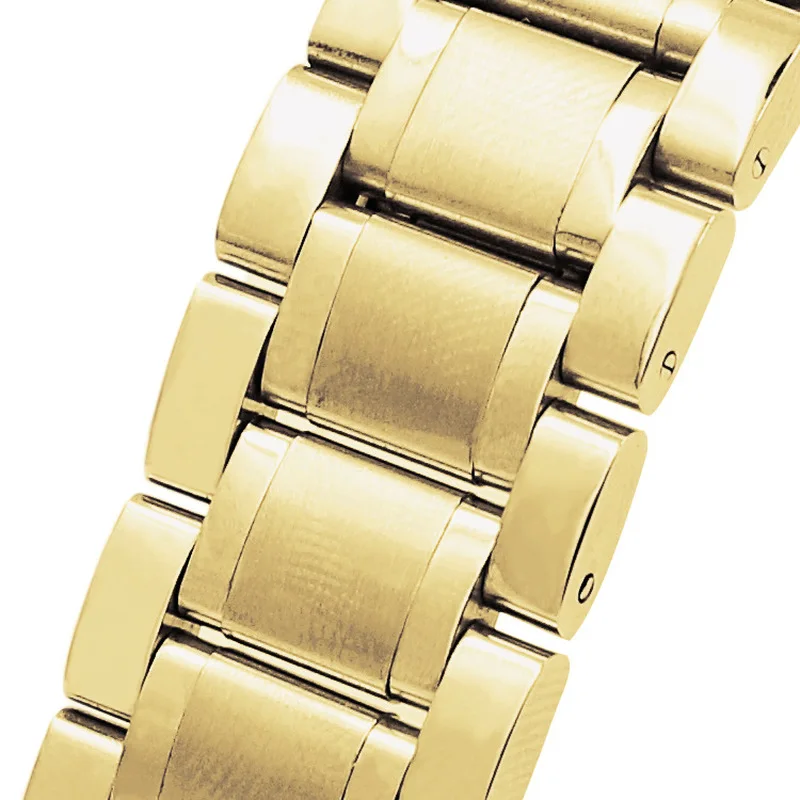 

High-quality watch steel strap with five beads butterfly buckle solid stainless steel with flat mouth arc 12-24mm band for men