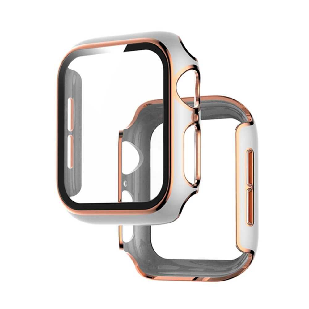 360 Full Screen Protector Cover Hard Case For Apple Watch 44mm 40mm 42mm 38mm Protective Shell iwatch 6 SE 5 4 3 2 1 Glass+Case
