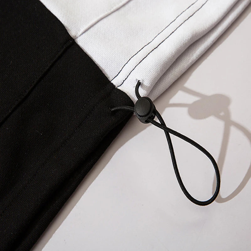 

ELKMU Black-white Patchwork Color Block Hoodies Hip Hop Streetwear Mens Oversized Hoodie Sweatshirt Male Harajuku Sweatshirts