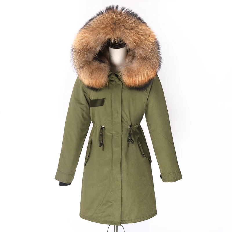 Women Parka Winter Real Fur Coat Natural Raccoon Fur Jacket Long Detachable Hood Fashion Streetwear Thick Warm Fur Outerwear New