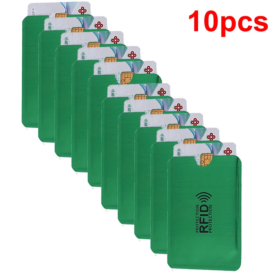 10pcs Анти Rfid кошелек Блокировка ридер замок банк держатель для карт Id банковский Чехол для карт металлический держатель для кредитных NFC алюминий 6*9,3 см - Цвет: 10pcs