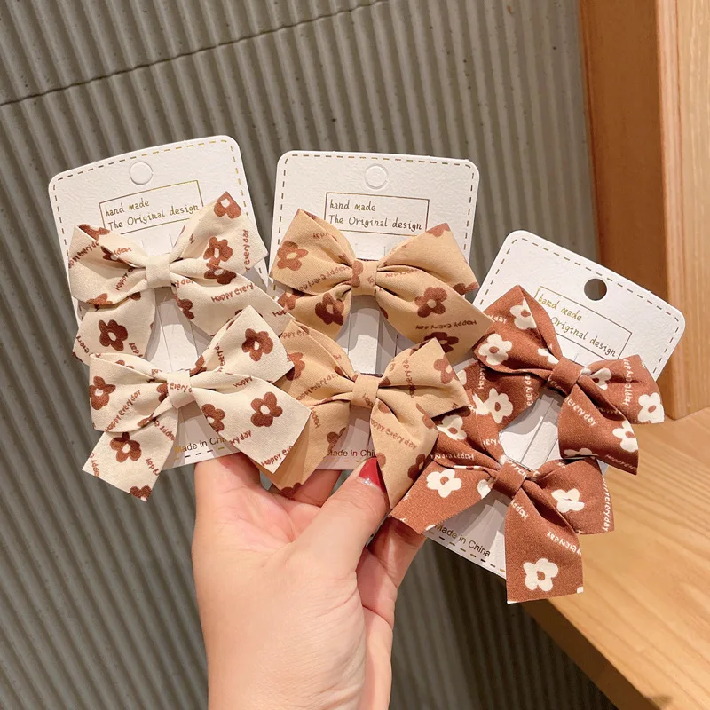 

2pcs/Set Cute Bow Bangs Clip Hair Accessories for Girls Women Hair Clips Polyester Material A Variety of Colors to Choose From