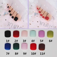 24pcs acrylic matte false toenails with square pressure nails and artificial candy for girls with makaron color fake toenails