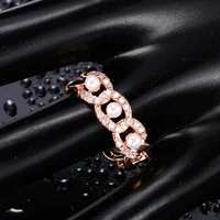 luxurious pearl chains rings for women cubic zirconia adjustable open rings crystal inlaid pearl rings trendy female gifts 2021
