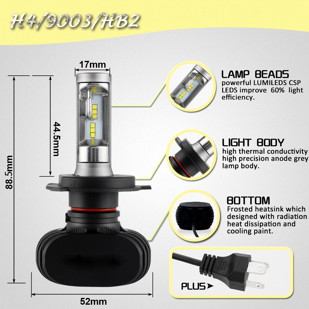 Светодиодный свет LED лампы H4 H7 автомобиля стильные h27 9005 9006 hb4 880 H3 H11 H1 H8 фар