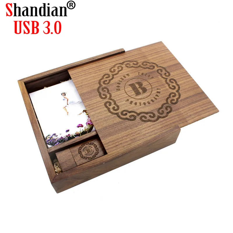 Флэш-накопитель флеш-диск USB 2 0 фотографий деревянная коробка 4/8/16/32/64/128 ГБ