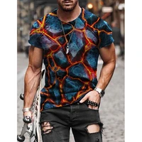 ogkb summer new magma stone t shirt short sleeve fashion 3d printed tops casual sexy mens clothing oversized streetwear s 6xl