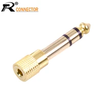 r connector 1pc microphone plug audio connector 6 35mm male plug to jack 3 5mm 3 pole female socket speaker adapter gold plated