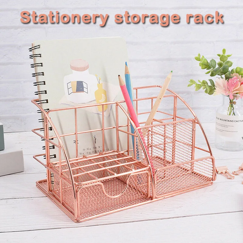 

Fashion Metal Desktop Holder Office Storage Box Pencil Pen Desk Mesh Organizer NC99