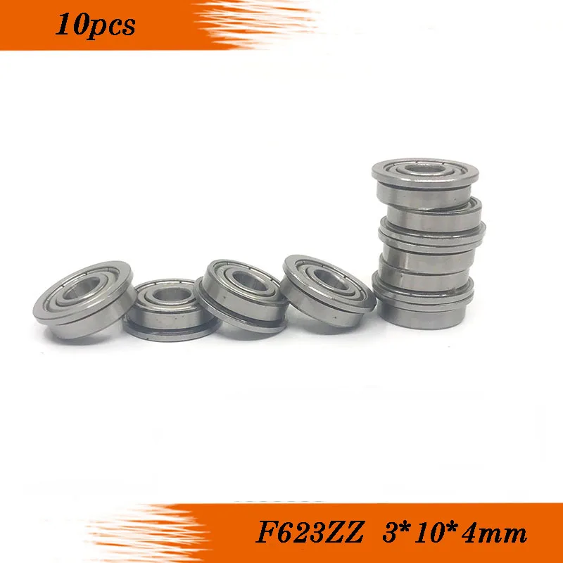 F623ZZ ABEC-5 (10 шт./лот) 3x10x4 мм миниатюрные фланцевые радиальные шарикоподшипники с