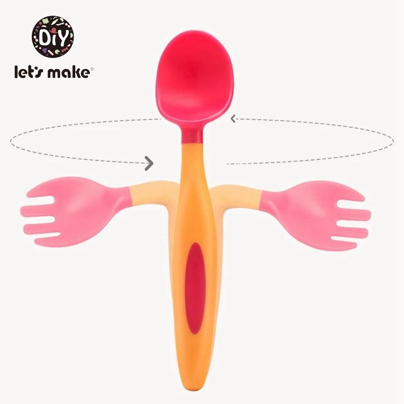 Сгибаемый детский набор ложка и вилка 2 шт. с коробкой для хранения гибкая посуда