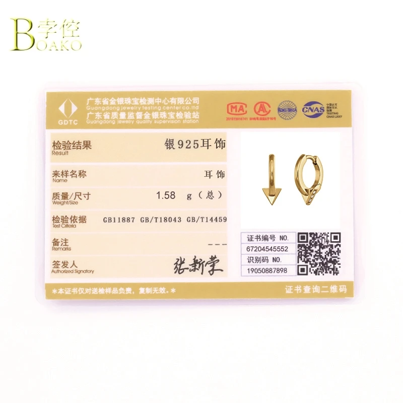 

BOAKO 925 Sterling Silver Hoop Earrings For Women Triangle Zircon Earring Hoops Punk Luxury Earings Ear Ring Jewelry Pendientes