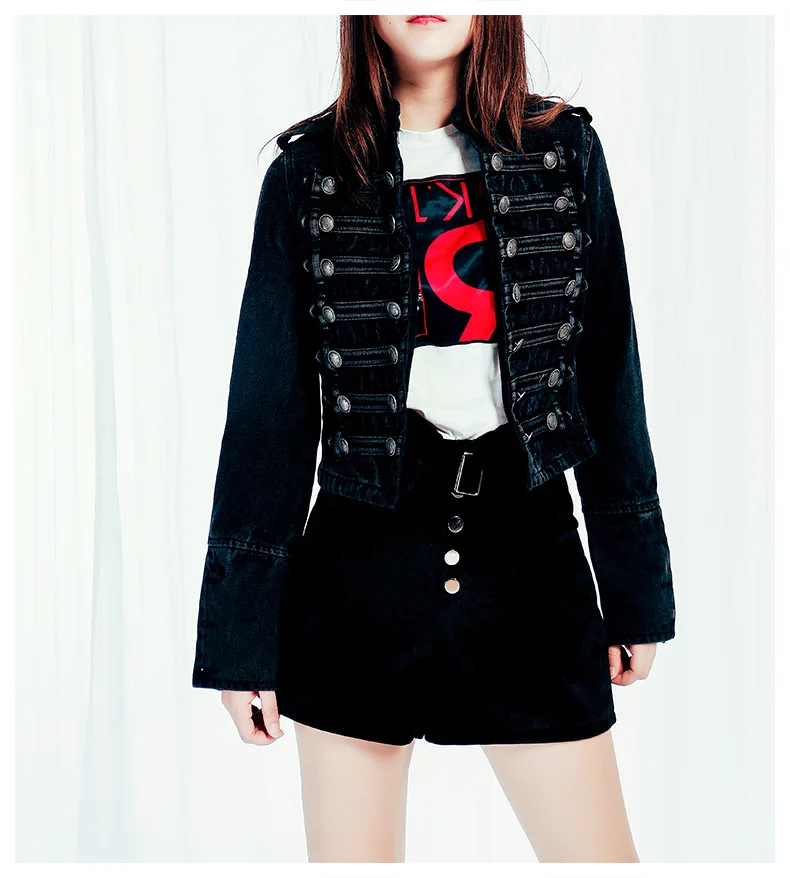 Getвесна женское джинсовое пальто женская черная джинсовая куртка локомотив