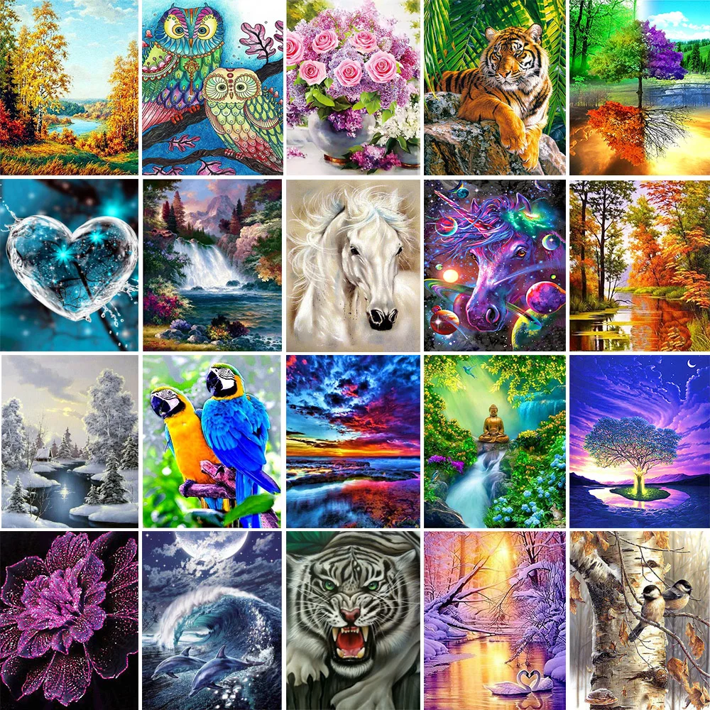 

5D Diy Diamond Painting Cross Ctitch Kits Diamond Mosaic Embroidery Landscape animals 3d Painting round drill gift