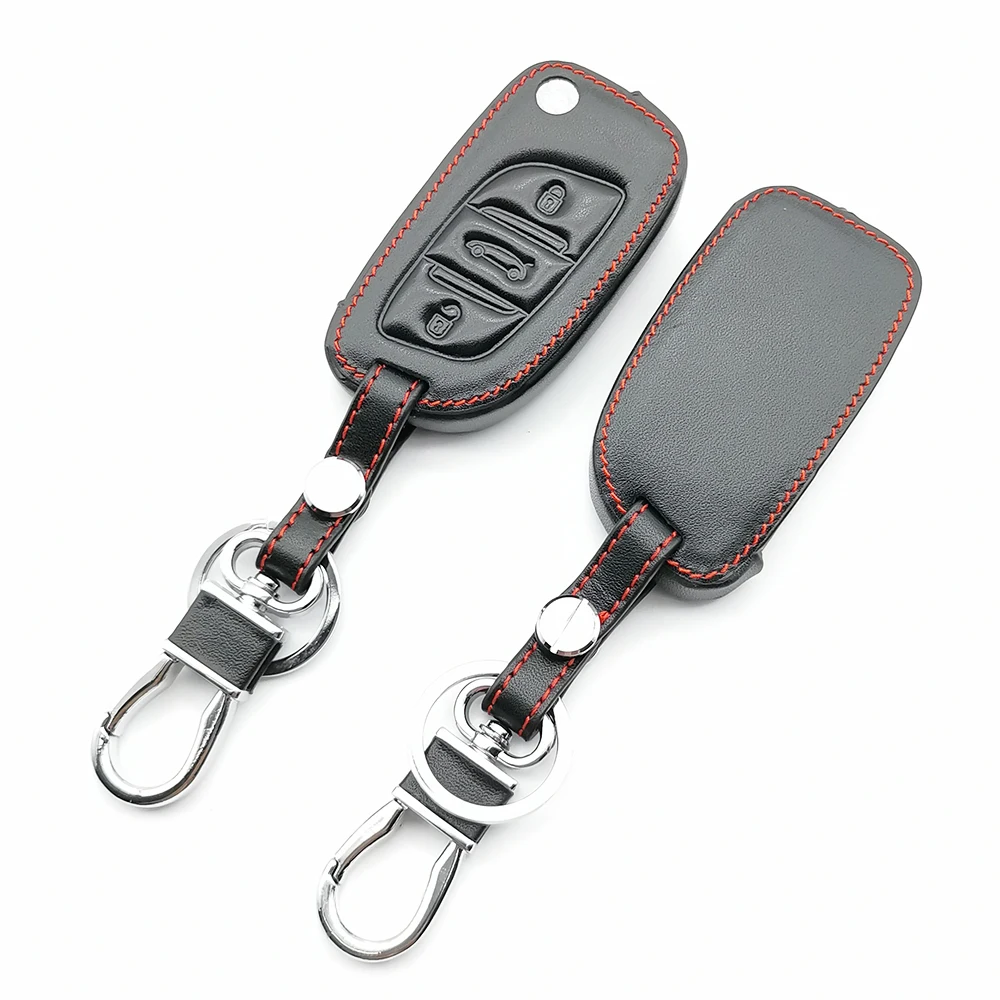 Кожаный чехол для ключей с 3 кнопками дистанционного управления Citroen C2 C3 C4 C5 C4L DS3 DS4
