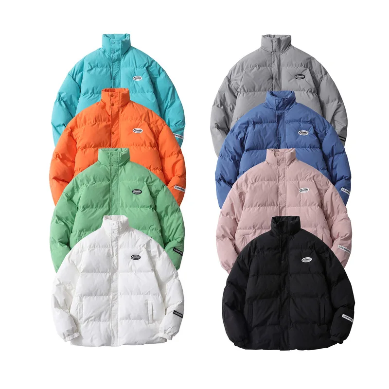 

Женская модная стеганая куртка, зимняя куртка оверсайз, парные теплые куртки с высоким воротником, куртки с хлопковой подкладкой и надписью...