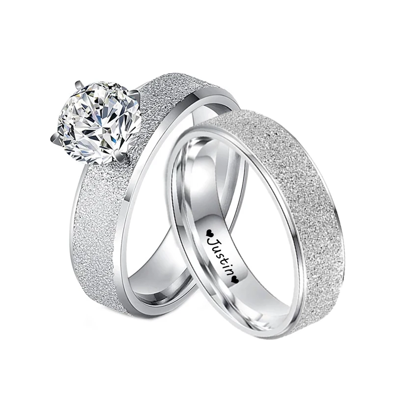 Матовые обручальные кольца с блестящим фианитом 6 мм|Кольца для помолвки| |