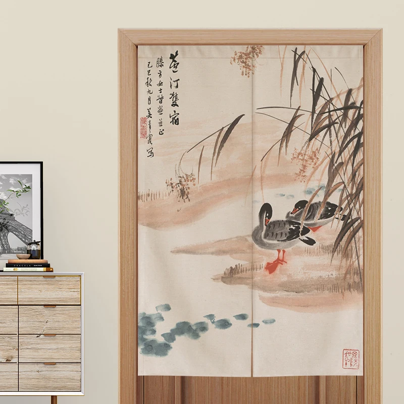 

Chinese Landscape Door Curtain Kitchen Bedroom Bathroom Half Curtain Feng Shui Curtain