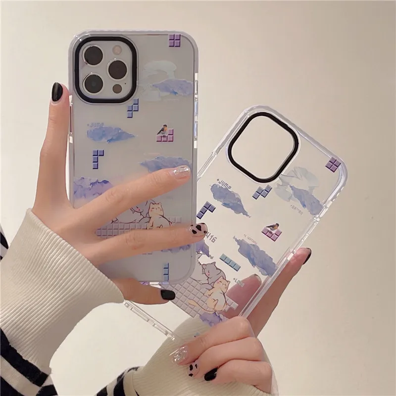

Shockproof bumper case for iphone 12 pro max phone cases for iphone 13 12 11 8 7 Plus cartoon cloud cat soft silicone cover