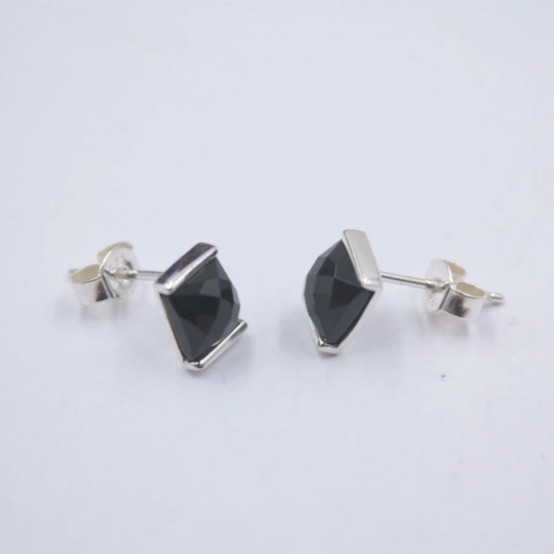 Pure 925 Sterling Silver Stud Earrings For Women with Natural Princess Onyx | Украшения и аксессуары