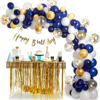 white gold navy blue balloons garland arch kit latex confetti balloon bridal shower wedding anniversary party backdrop decor