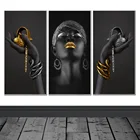 Африканское искусство, черная женщина с золотыми украшениями, настенная живопись, плакаты и принты, настенное искусство, холст, картина для украшения комнаты