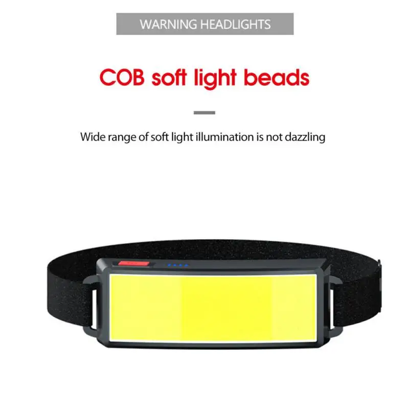 

Портативный светодиодный налобный фонарь, черный водонепроницаемый Головной фонарь с COB матрицей из АБС-пластика, 500 лм, 3 режима, аксессуары...