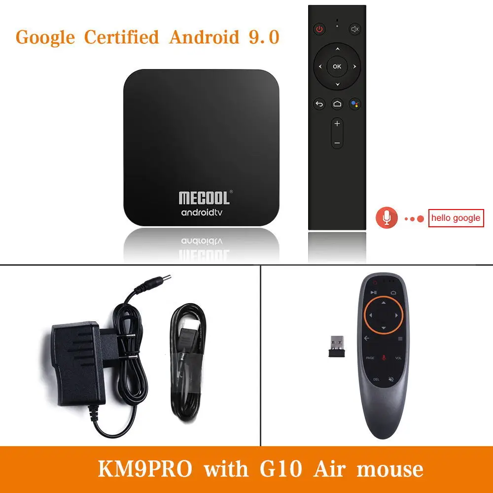 KM9 pro 4G 32G G10 MECOOL 4G DDR4 128G 64G rom KM3 Android 9,0 ТВ-приставка Amlogic S905X2 2,4G/5G WiFi 4K BT Голосовое управление Google Certified tv Box - Цвет: KM9 pro 4G 32G G10